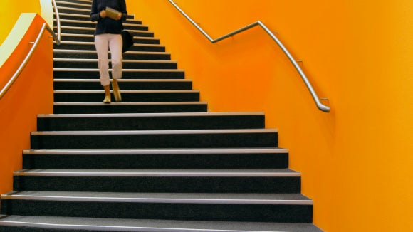walking-down-orange-stairs