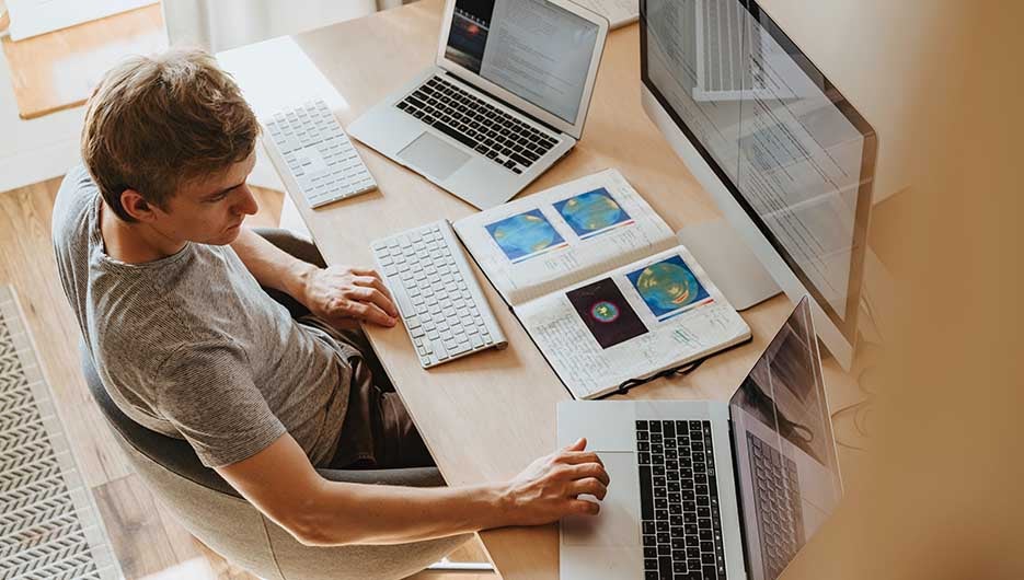 man working on projects