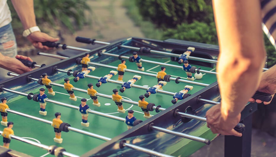 playing at kicker table