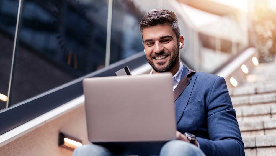 business man working on laptop