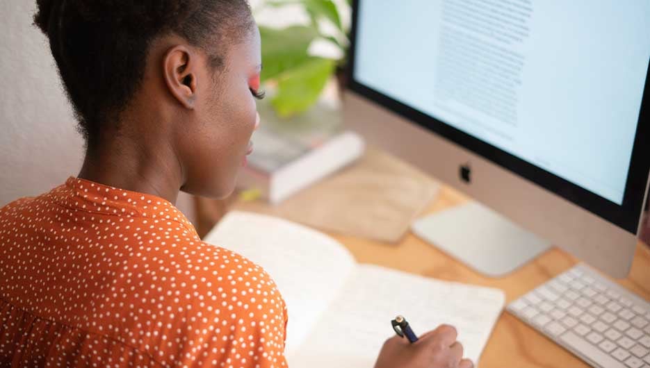 woman working at a desk