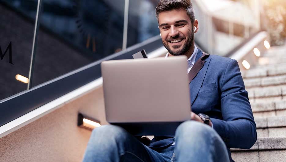 business man working on laptop