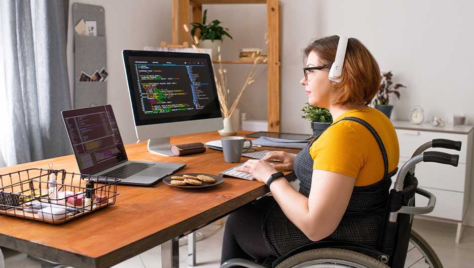 woman wheelchair coding