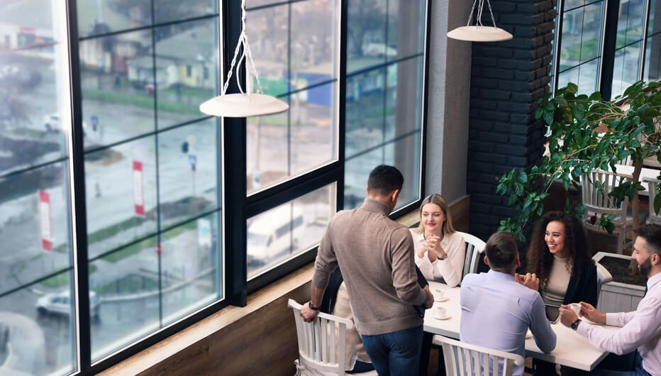 group at table with view