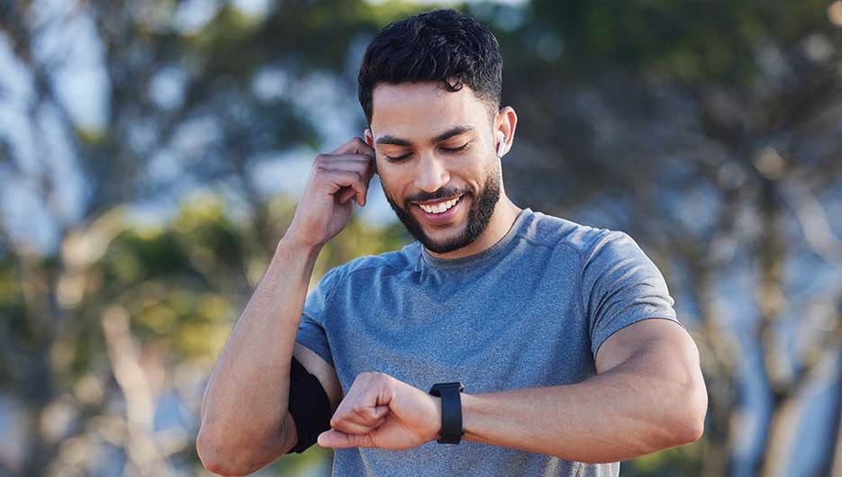 man checking watch