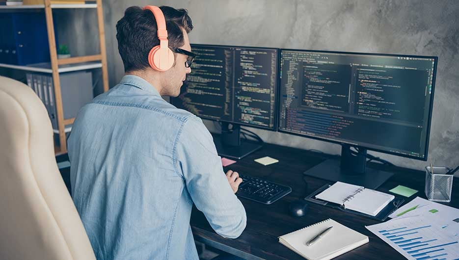 man coding