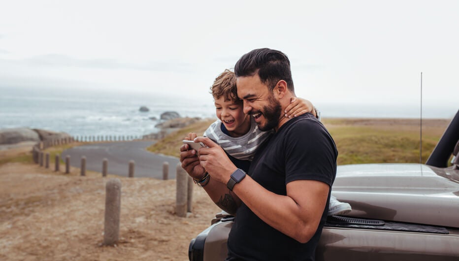 man and son outdoors